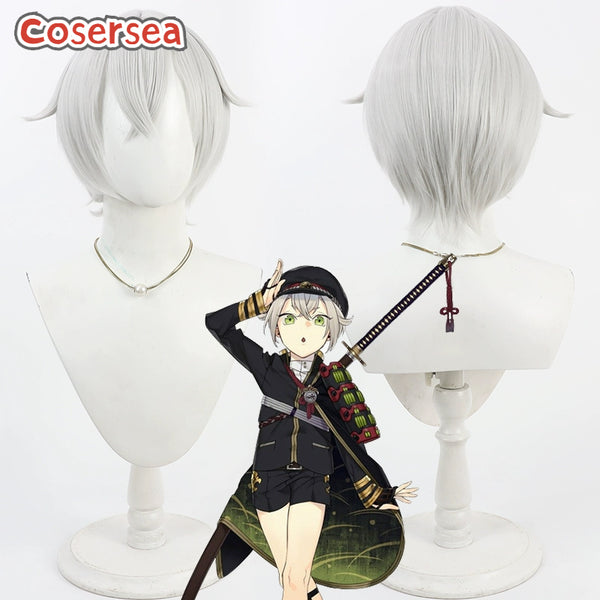 Touken Ranbu Hotarumaru 30cm Silver White Men Cosplay Wigs