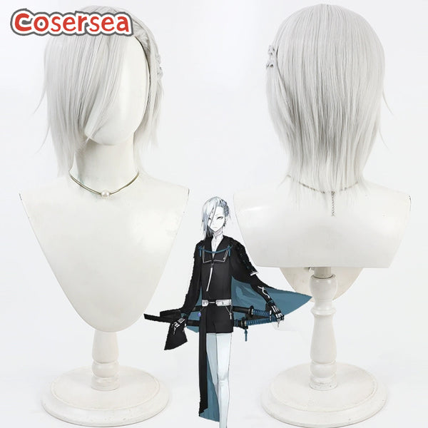 Cosersea Touken Ranbu Jizou Yukihira 30cm Short Silver White Men Cosplay Wigs