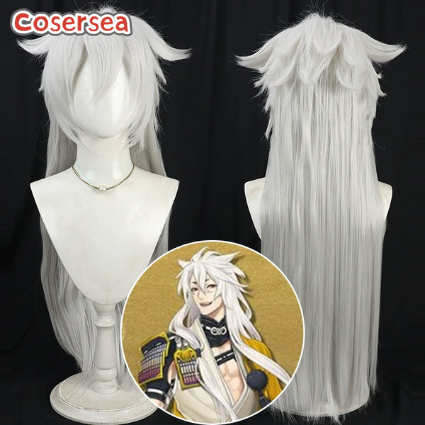 Touken Ranbu Kogitsunemaru 90cm Long Silver White Cosplay Wigs