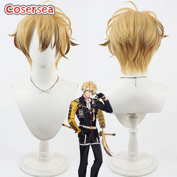 Cosersea Touken Ranbu Online Kobizen Nobufusa 30cm Blonde Mixed Brown Men Cosplay Wigs