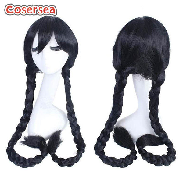 Touko Fukawa 90cm Long Black Braid Cosplay Wigs