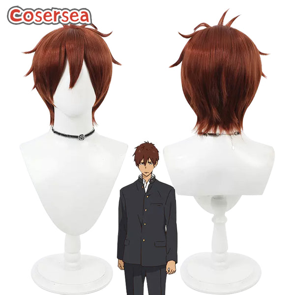Tsurune Kaito Onogi 30cm Red Brown Men Cosplay Wigs
