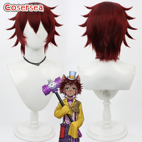 Twisted Wonderland Gidel 30cm Short Red Cosplay Wigs