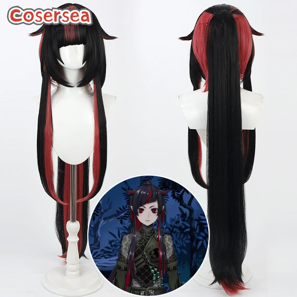 Twisted Wonderland Lilia Vanrouge 100cm Black Mixed Red Cosplay Wigs