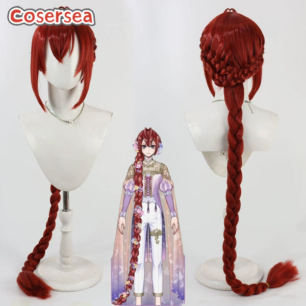 Cosersea Twisted Wonderland Riddle Rosehearts 120cm Red Braided Cosplay Wigs