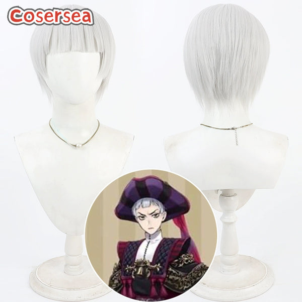 Twisted Wonderland Rollo Flamme 30cm Silver White Cosplay Wigs