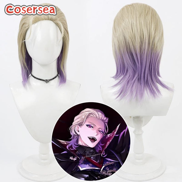 Twisted Wonderland Vil Schoenheit Light Brown Gradient Purple Cosplay Wigs