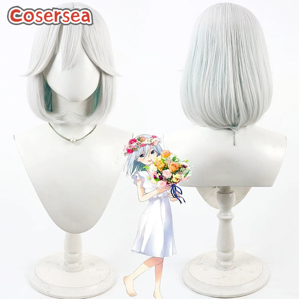 Cosersea Tying the Knot with an Amagami Sister Amagami Asahi Silver White Mixed Green Bobo Cosplay Wigs