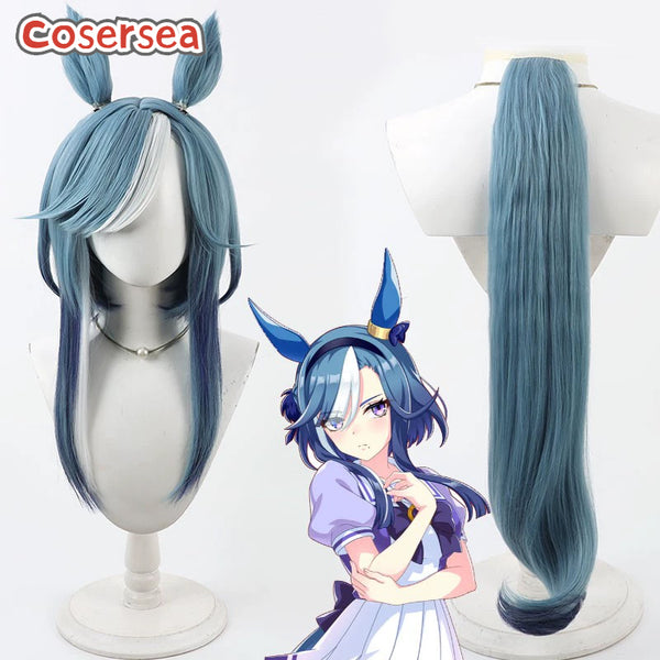 Cosersea Uma musume: Pretty Derby Admire Groove Blue Gradient Cosplay Wigs With Ears
