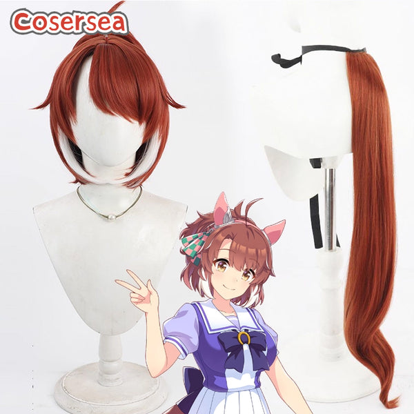 Cosersea Uma musume: Pretty Derby Dantsu Flame 30cm Red Brown Mixed White Ponytail Cosplay Wigs