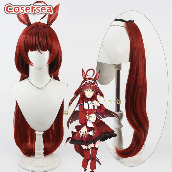 Cosersea Uma musume: Pretty Derby Red Desire 80cm Red Cosplay Wigs With Ears Tail