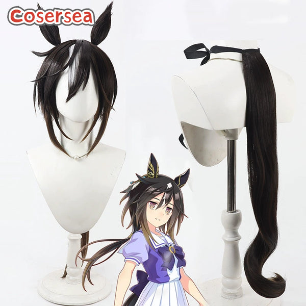Cosersea Uma musume: Pretty Derby Stay Gold 70m Dark Brown Mixed Cosplay Wigs With Ears