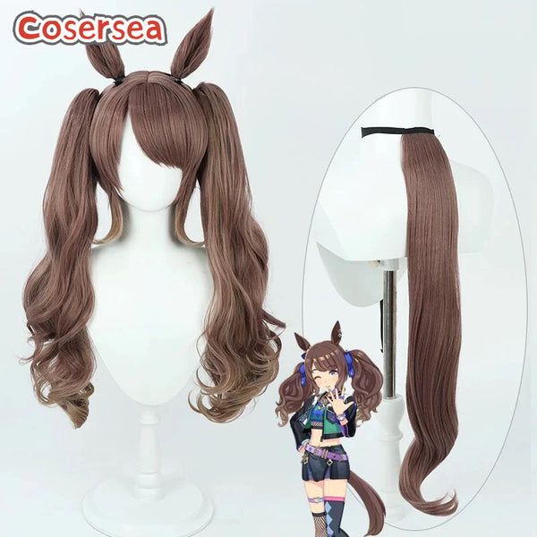 Cosersea Uma musume: Pretty Derby Tosen Jordan Brown Ponytail Cosplay Wigs