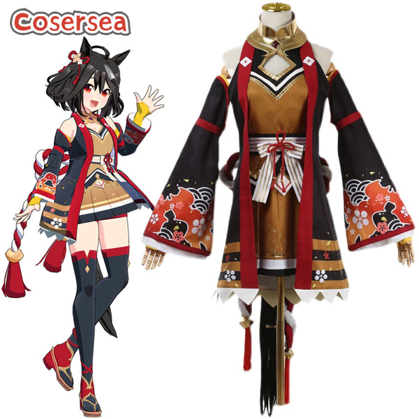 Cosersea Uma musume: Pretty Derby Kitasan Black Halloween Women Dress Cosplay Costume