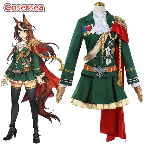 Cosersea Uma musume: Pretty Derby Symboli Rudolf Halloween Green Dress Cosplay Costume
