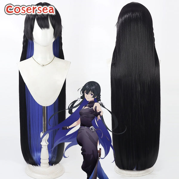 Unnamed Memory Tinasha 100cm Black Mixed Blue Cosplay Wigs
