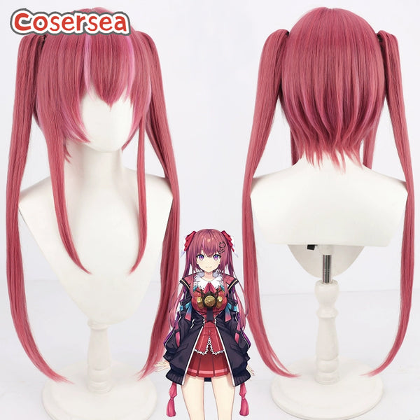 Virtual YouTuber Amagase Muyu 80cm Mixed Pink Ponytail Cosplay Wigs