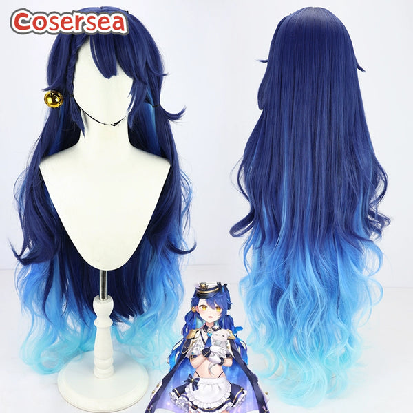 Virtual YouTuber Amamiya Kokoro 110cm Blue Mixed Light Blue Cosplay Wigs