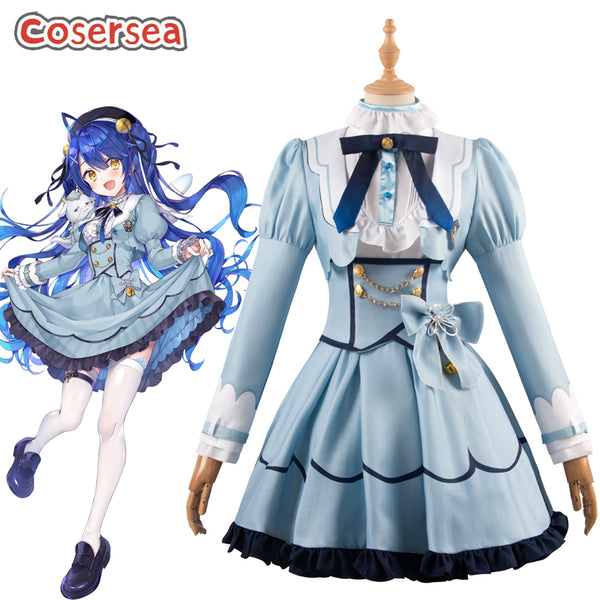 Virtual YouTuber Amamiya Kokoro Lolita Blue Dress Cosplay Costume