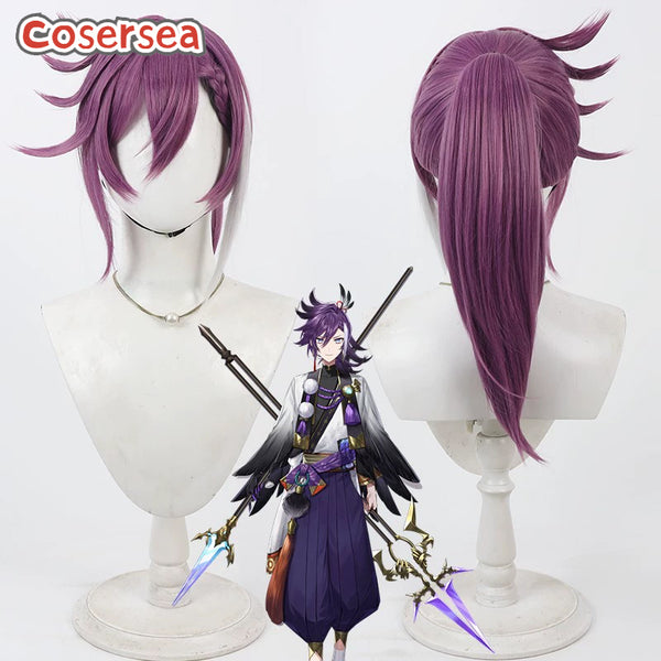 Virtual YouTuber Banzoin Hakka 60cm Purple Mixed Gray Cosplay Wigs