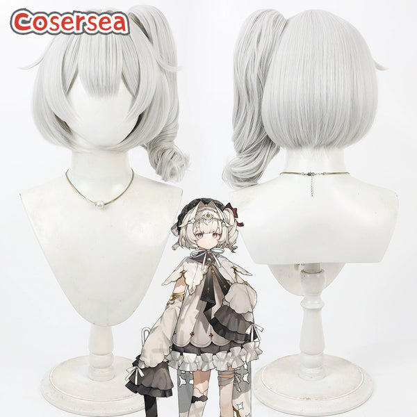 Virtual YouTuber Bzou Nina 40cm Silver White Ponytail Cosplay Wigs