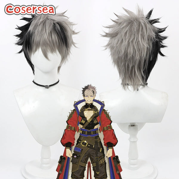 Virtual YouTuber Crimzon Ruze 30cm Black Mixed Gray Cosplay Wigs