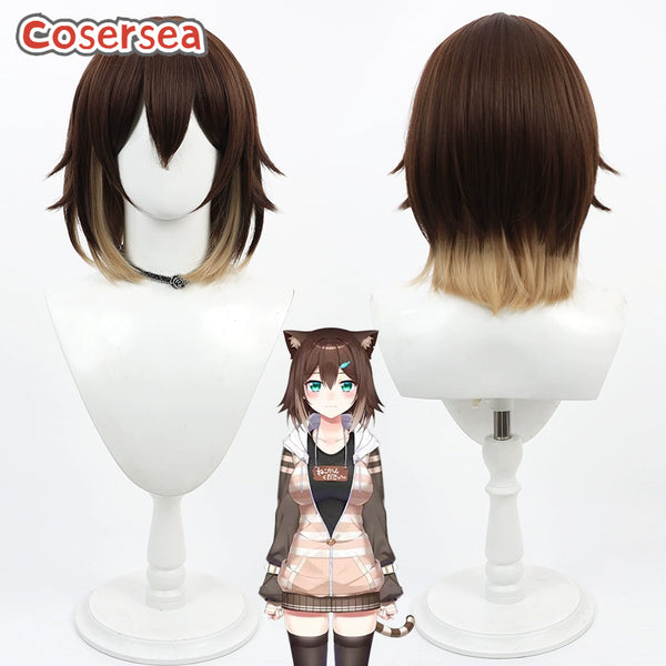 Virtual YouTuber Fumino Tamaki 30cm Brown Gradient Cosplay Wigs