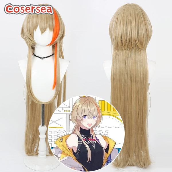 Virtual YouTuber Fura Kanato 80cm Light Brown Mixed Orange Cosplay Wigs