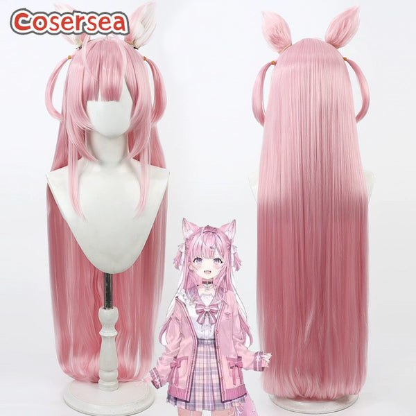 Virtual YouTuber Hakui Koyori 100cm Long Pink Cosplay Wigs