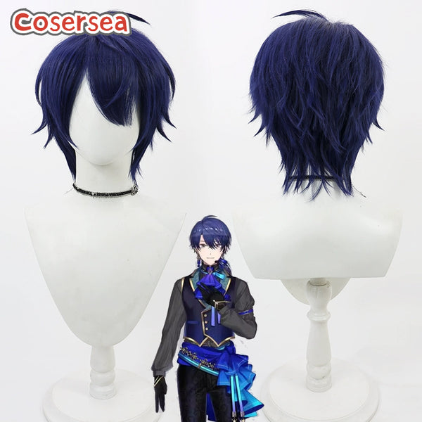 Virtual YouTuber Harusaki Air 30cm Dark Blue Cosplay Wigs