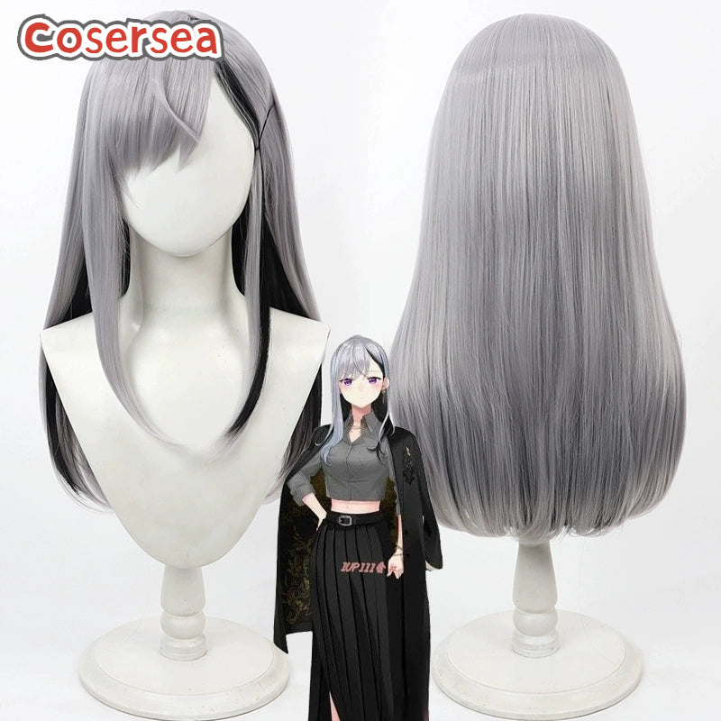 Higuchi Coplay Virtual YouTuber Higuchi Kaede 60cm Silver Gray Mixed Black Cosplay Wi ...