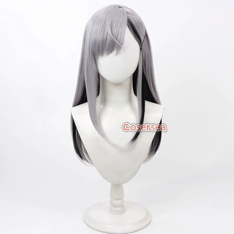 Higuchi Coplay Virtual YouTuber Higuchi Kaede 60cm Silver Gray Mixed Black Cosplay Wi ...