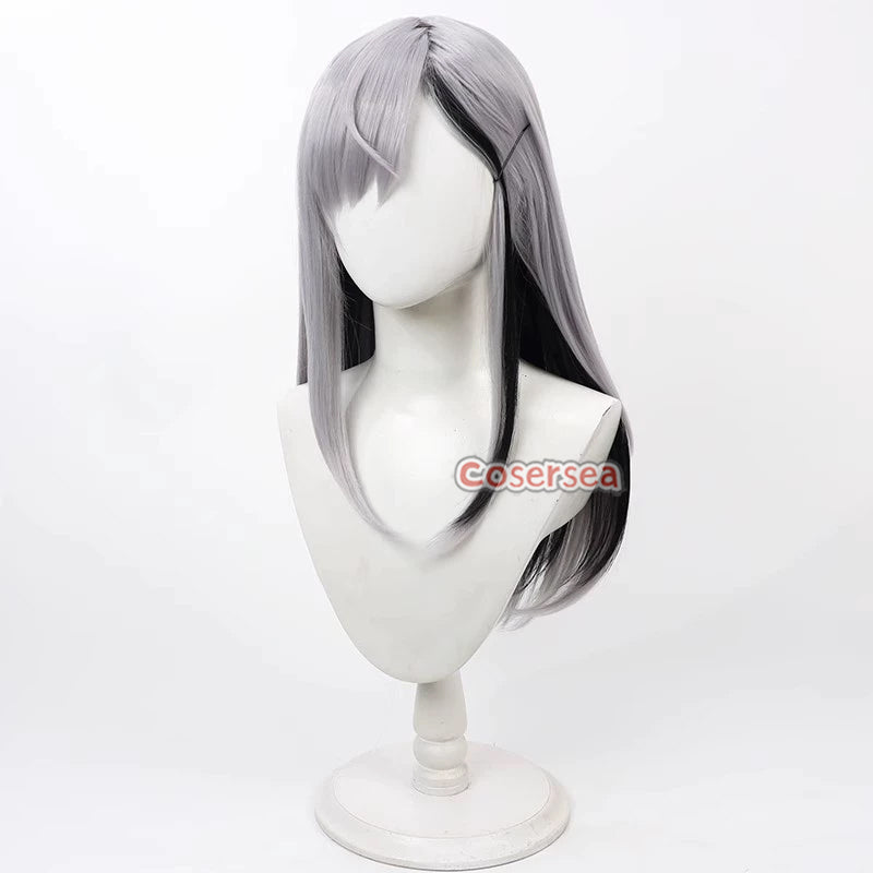Higuchi Coplay Virtual YouTuber Higuchi Kaede 60cm Silver Gray Mixed Black Cosplay Wi ...