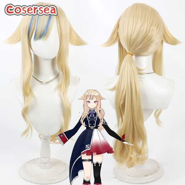 Virtual YouTuber Hina Suzuki 75cm Blonde Mixed Blue Cosplay Wigs