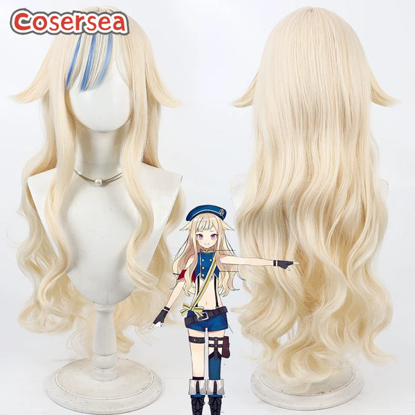 Virtual YouTuber Hina Suzuki 80cm Blonde Mixed Blue Cosplay Wigs