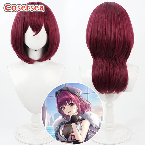 Virtual YouTuber Houshou Marine 60cm Wine Red Cosplay Wigs