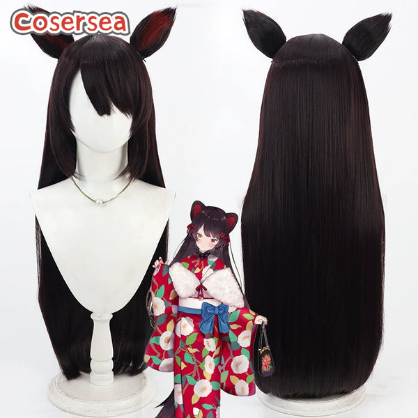 Virtual YouTuber Inui Toko Kimono 80cm Brown Cosplay Wigs