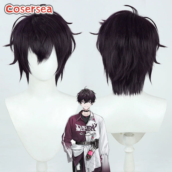 Virtual YouTuber Ittetsu Saiki 30cm Dark Purple Cosplay Wigs