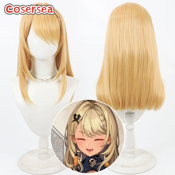 Virtual YouTuber Kaminari Qpi 60cm Blonde Cosplay Wigs