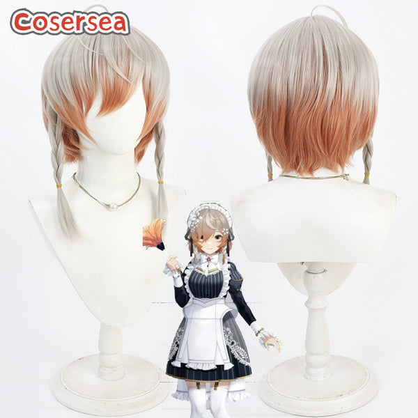 Virtual YouTuber Klara Charmwood Silver Gray Mixed Orange Cosplay Wigs
