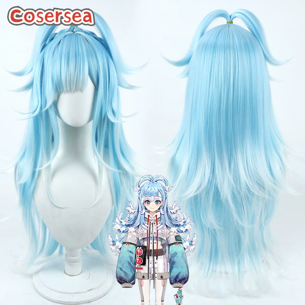 Virtual YouTuber Kobo Kanaeru 80cm Light Blue Gradient White Cosplay Wigs