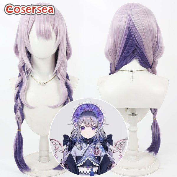 Virtual YouTuber Koseki Bijou 70cm Light Pink Mixed Purple Cosplay Wigs