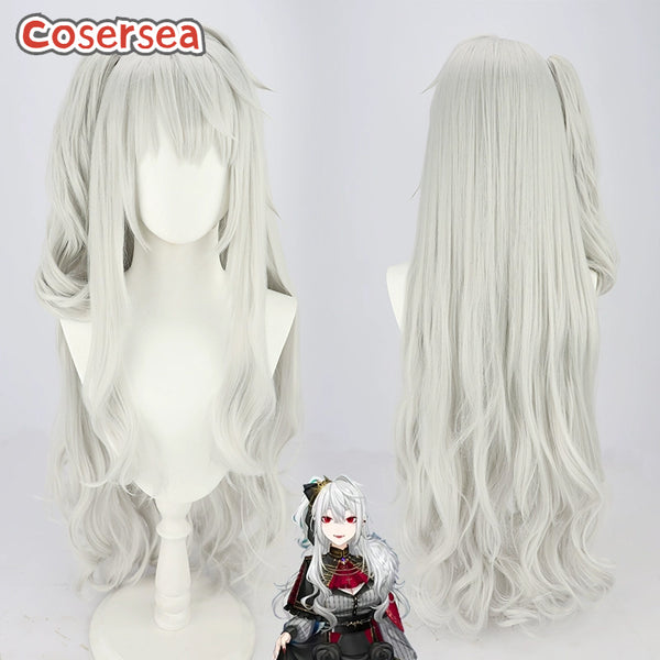 Virtual YouTuber Kuzuha 80cm Silver White Ponytail Cosplay Wigs