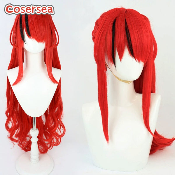 Virtual YouTuber Lain Paterson 80cm Red Mixed Black Cosplay Wigs