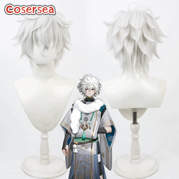 Virtual YouTuber Murakumo Kagetsu 30cm Silver White Men Cosplay Wigs