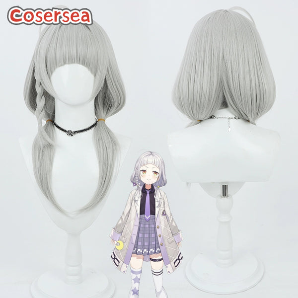 Virtual YouTuber Murasaki Shion 52cm Silver Gray Cosplay Wigs