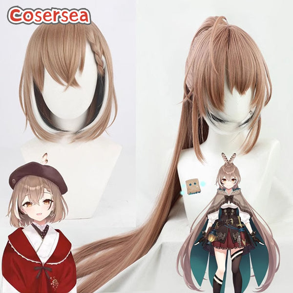 Virtual YouTuber Nanashi Mumei Brown Mixed White Cosplay Wigs