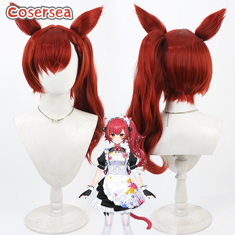 Cosersea Virtual YouTuber Nekota Tsuna Red Mixed Ponytail Cosplay Wigs ...