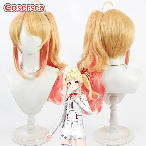 Virtual YouTuber Otonose Kanade 60cm Blonde Mixed Pink Ponytail Cosplay Wigs