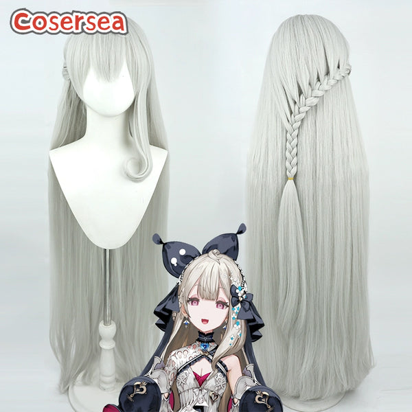 Virtual YouTuber Reimu Endou 130cm Silver Gray Cosplay Wigs